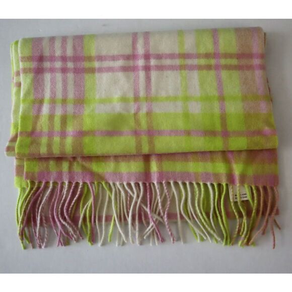 Maeve x Anthropologie Women's Pink Combo Plaid Cozy Fringe Cashmere/Wool Scarf - Picture 9 of 9